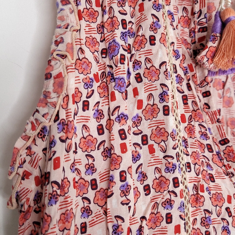 POUPETTE ST BARTH Floral Print Sleeveless V-neck Women's Dress SMALL - Picture 4 of 15